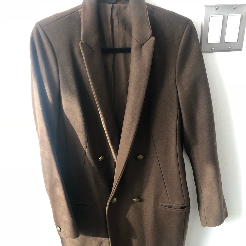 AllSaints Army green coat size 8, suede collar dtl